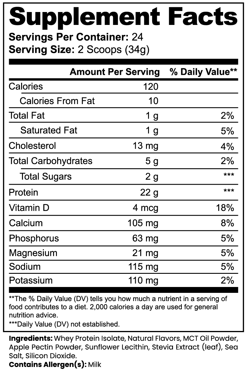 Supplement facts label with nutritional information on a white background. Supplement. Energy. Tennis. Football. Running. Triathlon. Athlete