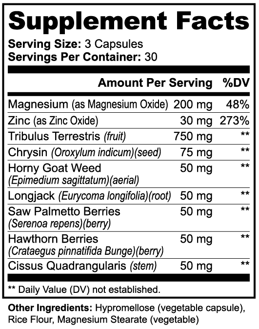 Supplement facts label with various ingredients and their amounts per serving.  Supplement. Energy. Tennis. Football. Running. Triathalon. Athlete