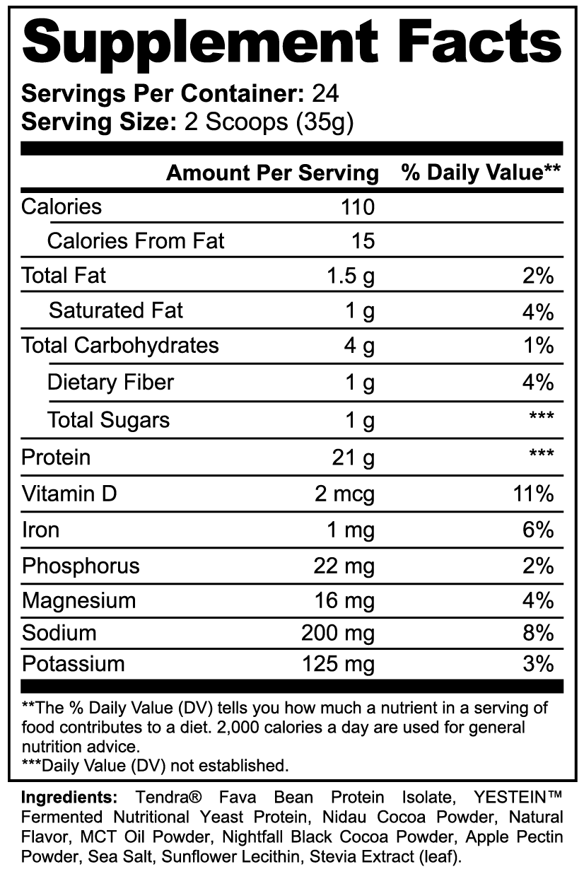 Nutrition label for a supplement with detailed nutritional information. Supplement. Energy. Tennis. Football. Running. Triathlon. Athlete